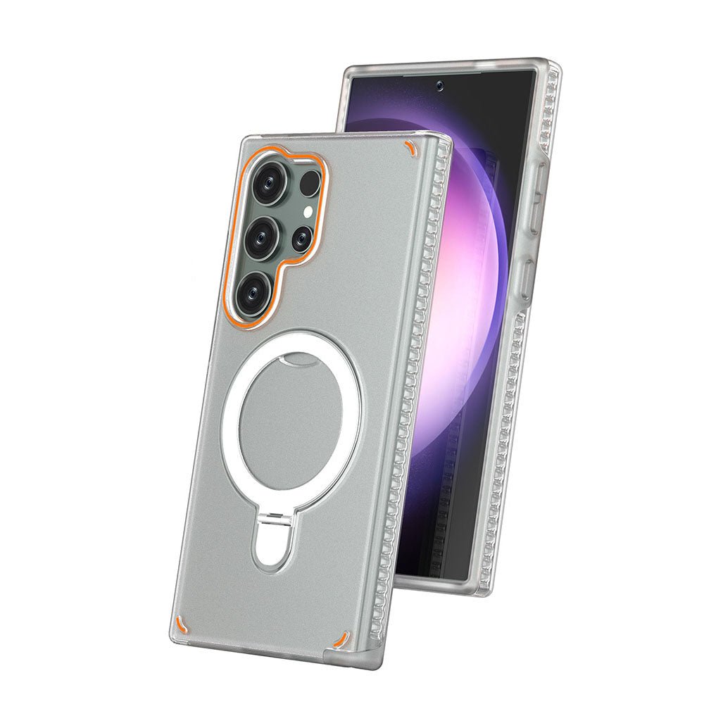 Magnetic Rotating Bracket Clear Phone Case For Galaxy