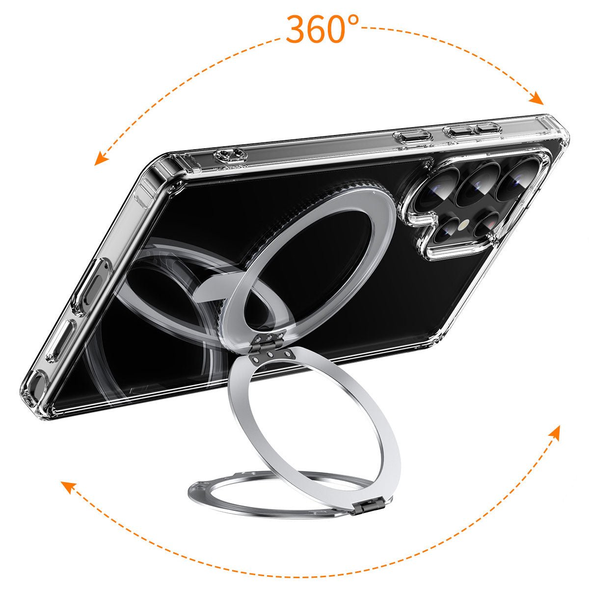 Magnetic Rotating Bracket Clear Phone Case For Galaxy
