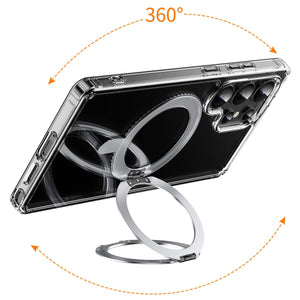 Magnetic Rotating Bracket Clear Phone Case For Galaxy