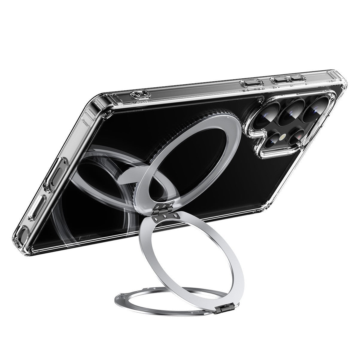 Magnetic Rotating Bracket Clear Phone Case For Galaxy