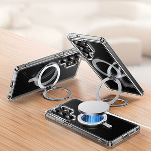 Magnetic Rotating Bracket Clear Phone Case For Galaxy