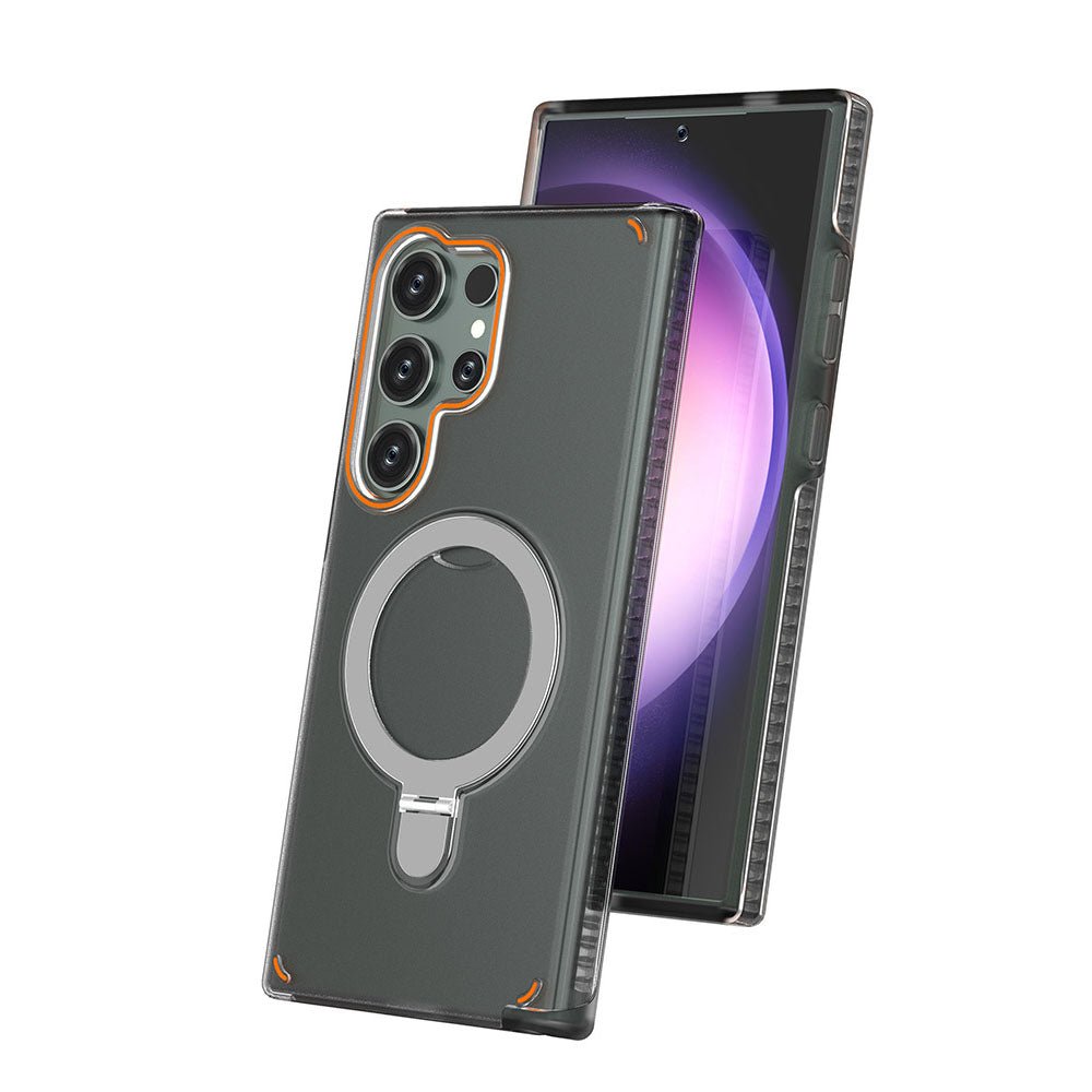 Magnetic Rotating Bracket Clear Phone Case For Galaxy