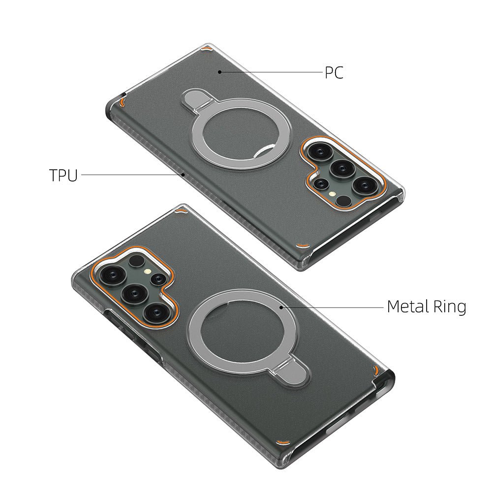 Magnetic Rotating Bracket Clear Phone Case For Galaxy