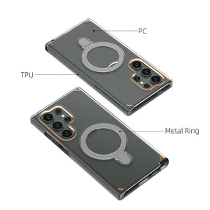 Magnetic Rotating Bracket Clear Phone Case For Galaxy