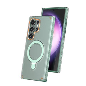 Magnetic Rotating Bracket Clear Phone Case For Galaxy