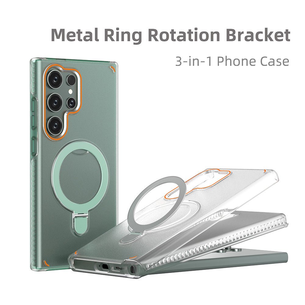 Magnetic Rotating Bracket Clear Phone Case For Galaxy