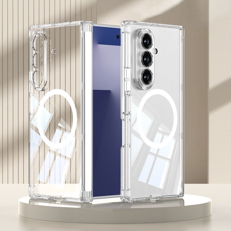 Magnetic Transparent Anti - drop Phone Case With Airbag & MagSafe Wireless Charging For Galaxy Z Fold7