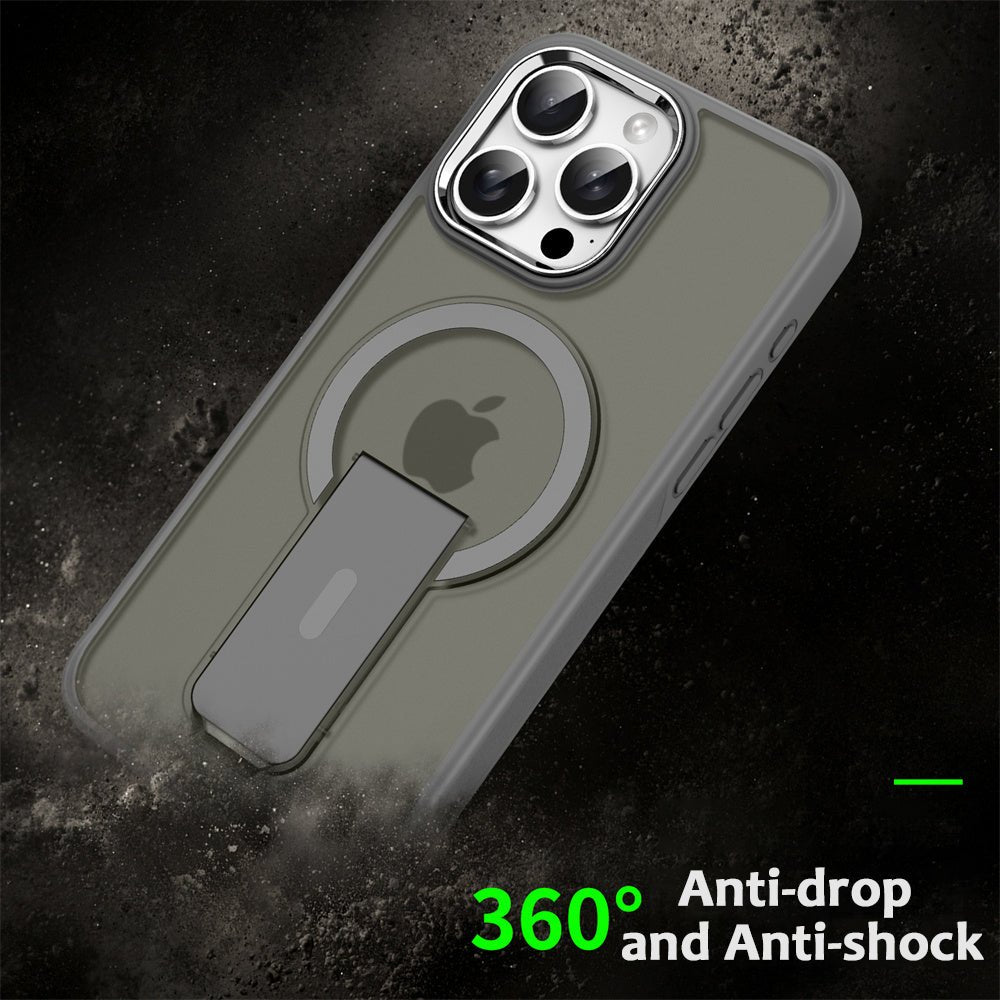 Magsafe Folding Stand Matte Translucent Phone Case For iPhone 16 15 14 Series
