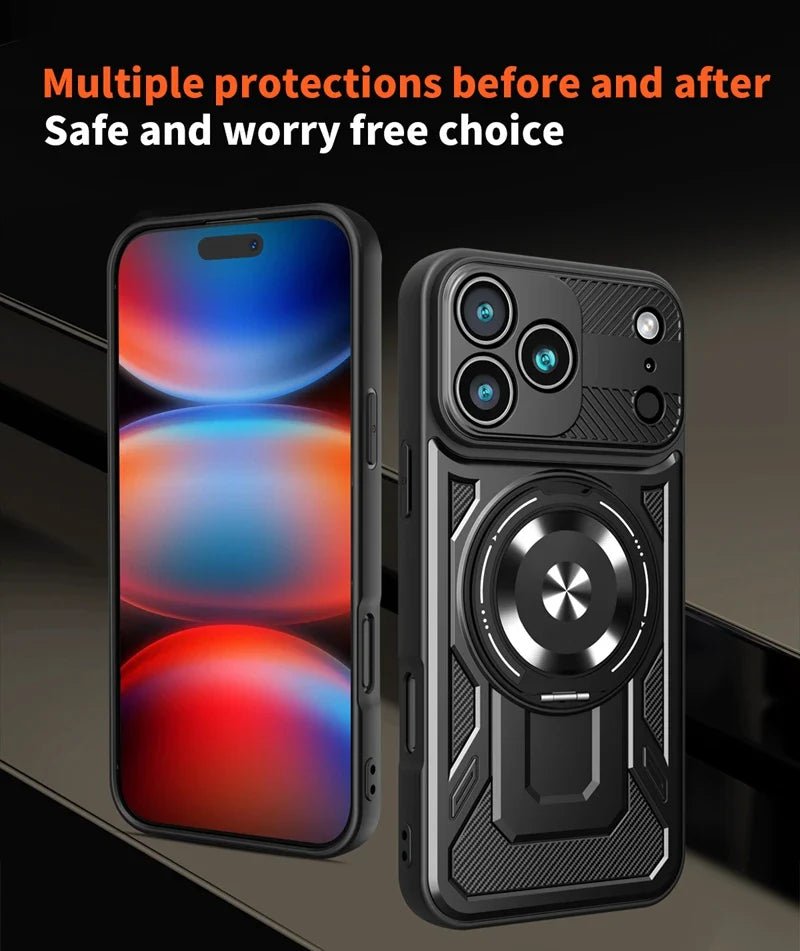 Magsafe Wireless Charging Stand Holder Magnetic Ring Armor Phone Case for iPhone 17 Series