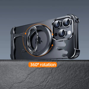 Metal Protective Cell Phone Cover with 360° Rotation Ring Magsafe Phone Case for iPhone 16 Series