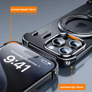 Metal Protective Cell Phone Cover with 360° Rotation Ring Magsafe Phone Case for iPhone 16 Series