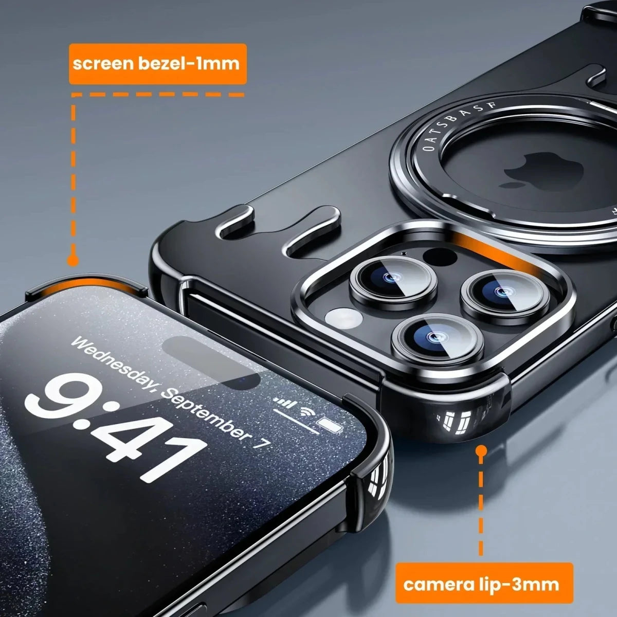 Metal Protective Cell Phone Cover with 360° Rotation Ring Magsafe Phone Case for iPhone 16 Series