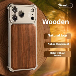 Military - Grade Wooden Shockproof Magsafe Frameless Wireless Charging Case for iPhone 17 Series