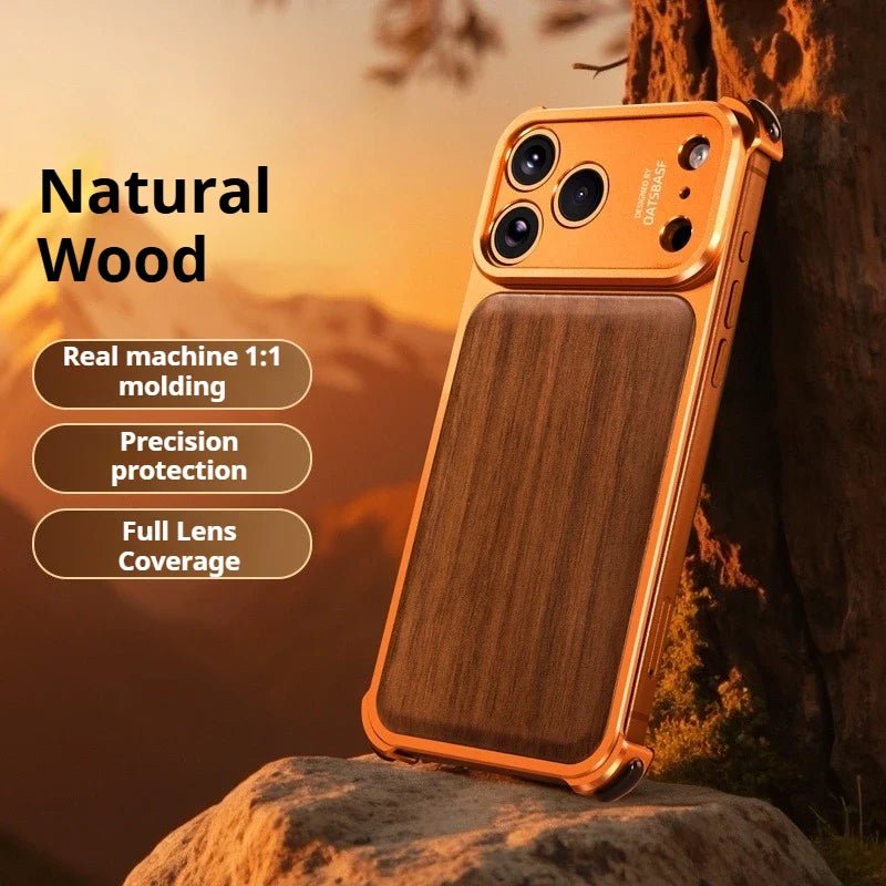 Military - Grade Wooden Shockproof Magsafe Frameless Wireless Charging Case for iPhone 17 Series