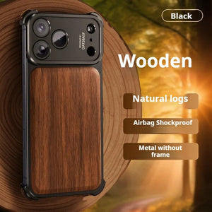 Military - Grade Wooden Shockproof Magsafe Frameless Wireless Charging Case for iPhone 17 Series