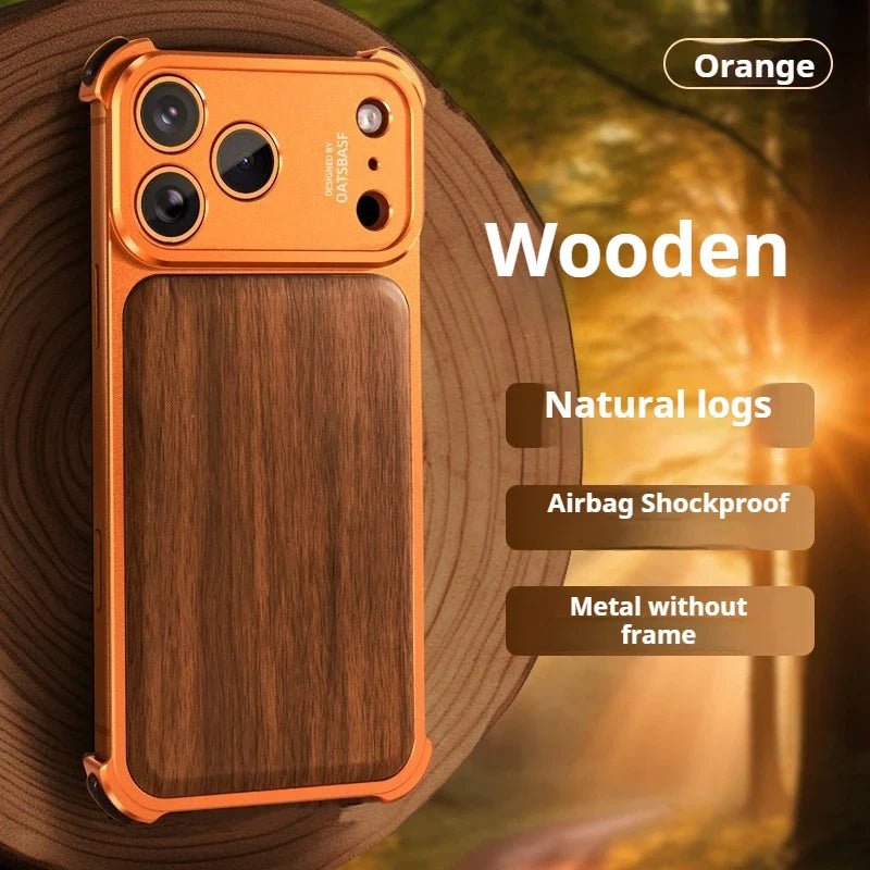 Military - Grade Wooden Shockproof Magsafe Frameless Wireless Charging Case for iPhone 17 Series