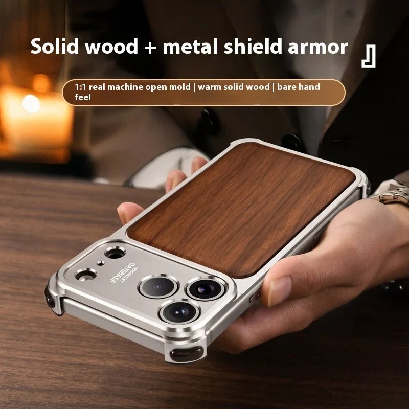 Military - Grade Wooden Shockproof Magsafe Frameless Wireless Charging Case for iPhone 17 Series