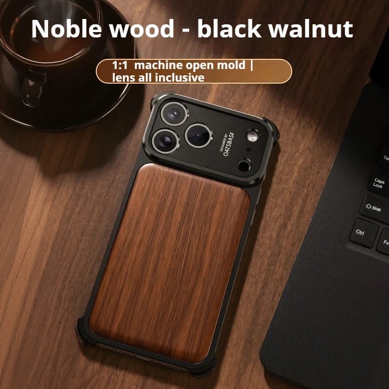 Military - Grade Wooden Shockproof Magsafe Frameless Wireless Charging Case for iPhone 17 Series