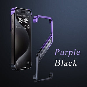 S - shaped Aluminum Alloy Hidden Stand Rimless Case For iPhone 16 15 14 Series