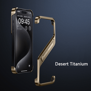 S - shaped Aluminum Alloy Hidden Stand Rimless Case For iPhone 16 15 14 Series