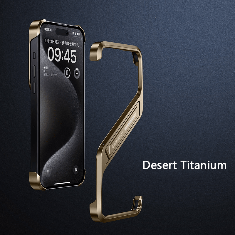 S - shaped Aluminum Alloy Hidden Stand Rimless Case For iPhone 16 15 14 Series