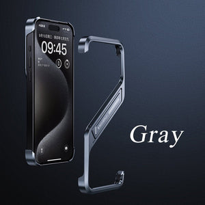 S - shaped Aluminum Alloy Hidden Stand Rimless Case For iPhone 16 15 14 Series