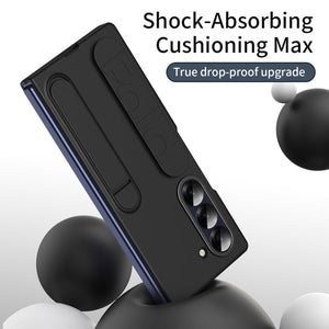 Shockproof Phone Case With Wristband Bracket Back For Galaxy Z Fold 7/6/5/4 With Screen Glass Protector
