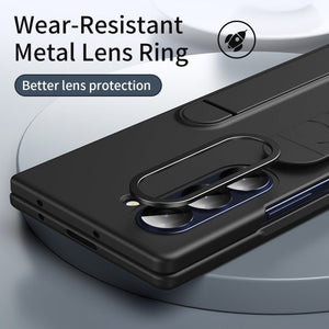 Shockproof Phone Case With Wristband Bracket Back For Galaxy Z Fold 7/6/5/4 With Screen Glass Protector