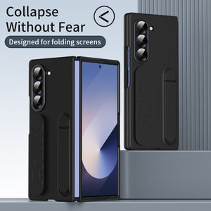 Shockproof Phone Case With Wristband Bracket Back For Galaxy Z Fold 7/6/5/4 With Screen Glass Protector
