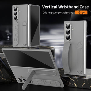 Shockproof Phone Case With Wristband Bracket Back For Galaxy Z Fold 7/6/5/4 With Screen Glass Protector