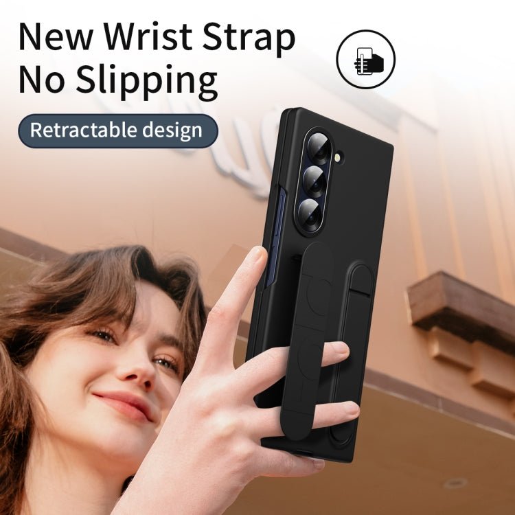 Shockproof Phone Case With Wristband Bracket Back For Galaxy Z Fold 7/6/5/4 With Screen Glass Protector
