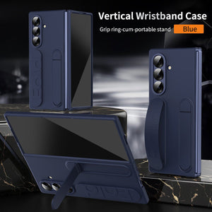 Shockproof Phone Case With Wristband Bracket Back For Galaxy Z Fold 7/6/5/4 With Screen Glass Protector