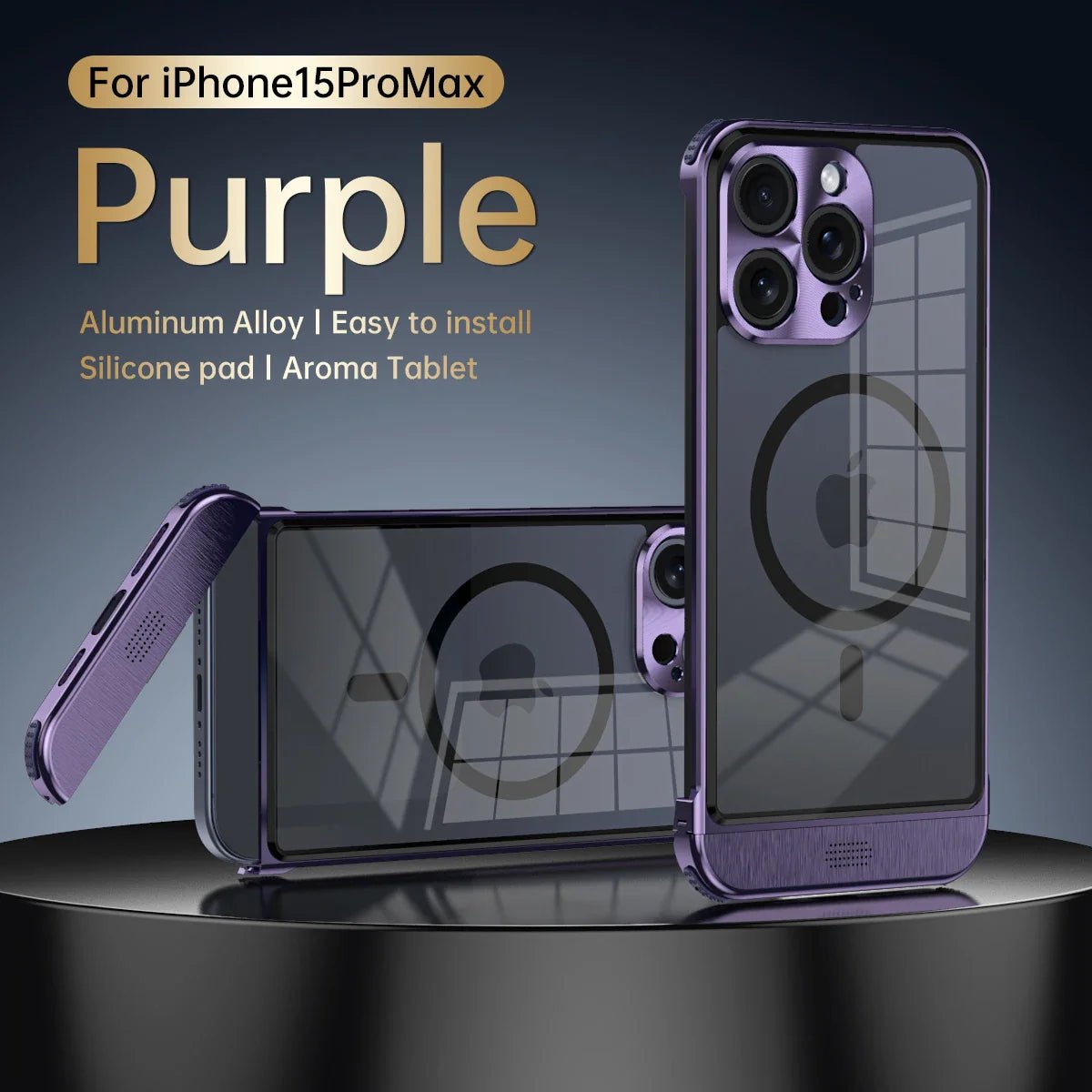 Transparent Aluminum Alloy Aromatherapy Magnetic Phone Case For iPhone 16 15 14 13 Series