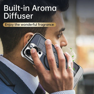 Transparent Aluminum Alloy Aromatherapy Magnetic Phone Case For iPhone 16 15 14 13 Series