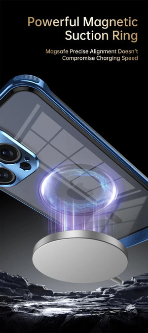 Transparent Aluminum Alloy Aromatherapy Magnetic Phone Case For iPhone 16 15 14 13 Series