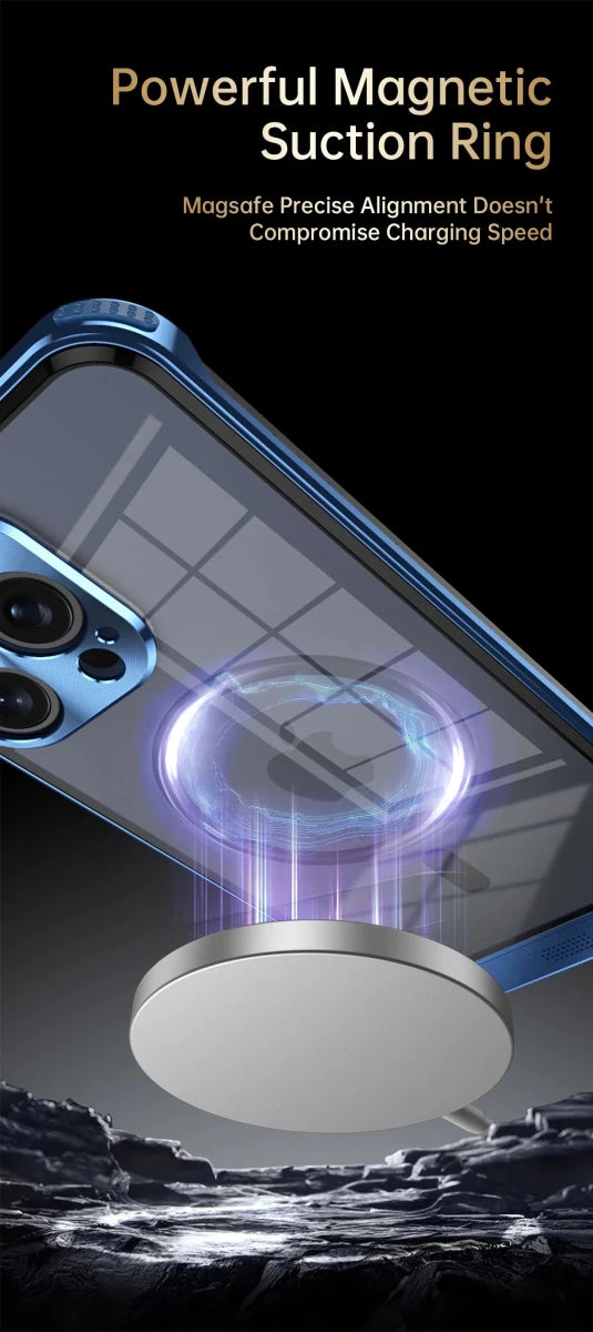 Transparent Aluminum Alloy Aromatherapy Magnetic Phone Case For iPhone 16 15 14 13 Series