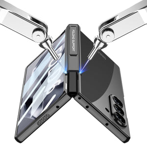 Transparent Magnetic Hinge Bracket Shockproof Phone Case With Screen Protector For Galaxy Z Fold 6/7