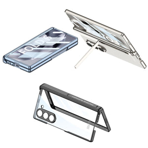 Transparent Magnetic Hinge Bracket Shockproof Phone Case With Screen Protector For Galaxy Z Fold 6/7