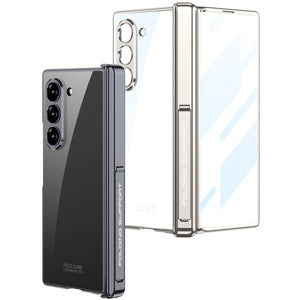 Transparent Magnetic Hinge Bracket Shockproof Phone Case With Screen Protector For Galaxy Z Fold 6/7