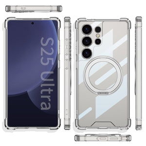 Transparent Shockproof Phone Cover With Magnetic Ring Holder For Galaxy S Series