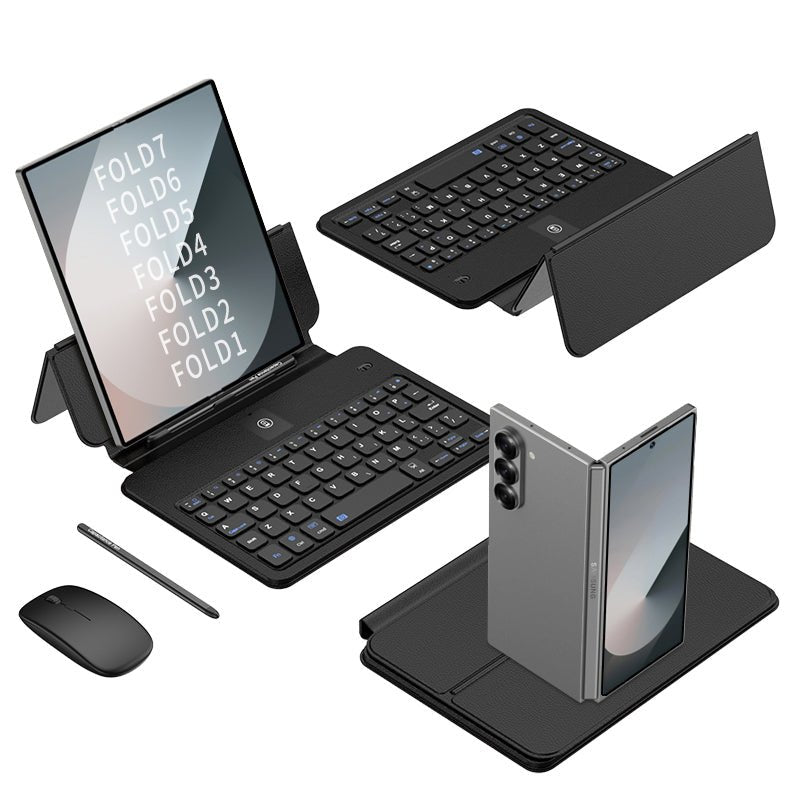 Wireless Leather Keyboard With Bluetooth Mouse And Stylus For Galaxy Z Fold