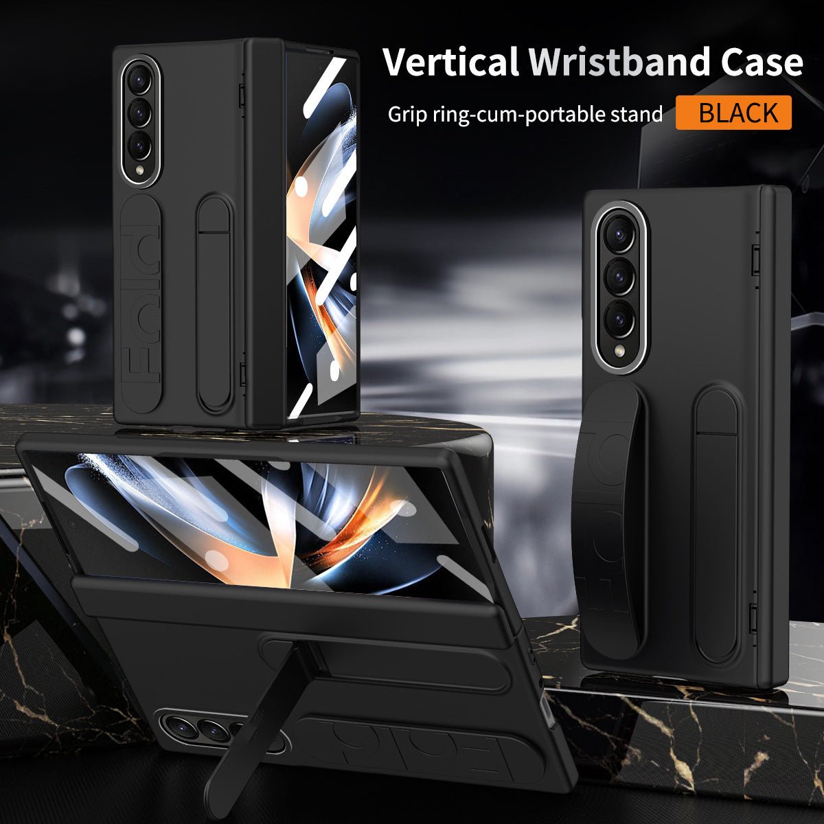 Wristband Holder Higne Shockproof Phone Case With Screen Protector For Galaxy Z Fold 7/6/5/4/3