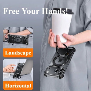 Z - Shape with 360° Rotatable Stand Wireless Charging Protective Bumper Metal Phone Case for iPhone 17 Series