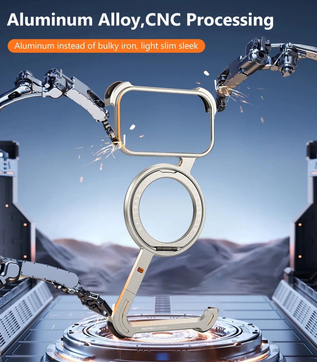 Z - Shape with 360° Rotatable Stand Wireless Charging Protective Bumper Metal Phone Case for iPhone 17 Series