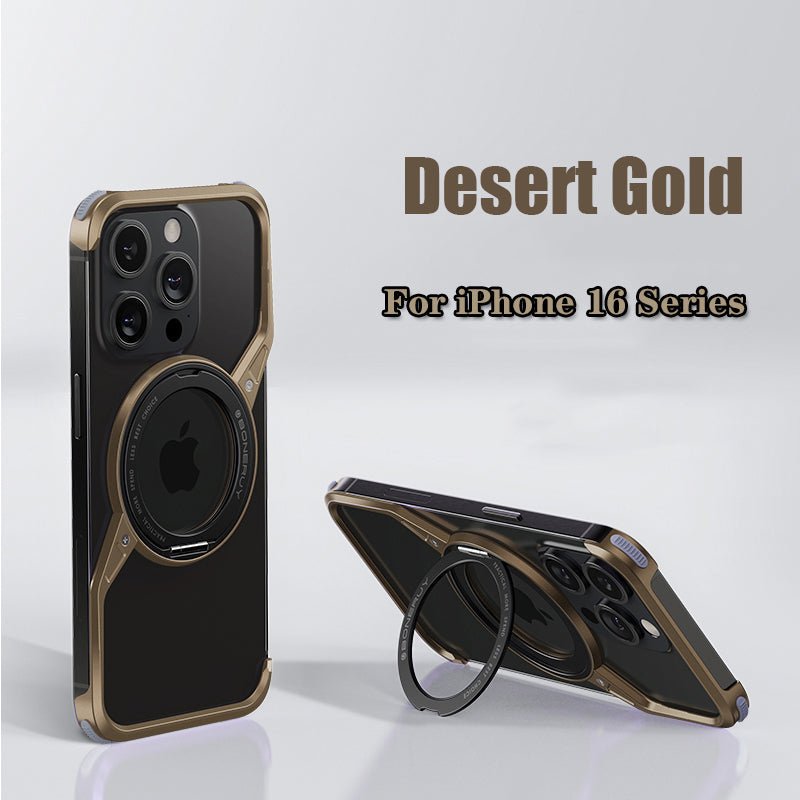 Z - shaped Aluminum Alloy 360 Rotation Ring Case For iPhone 16 15 14 Series