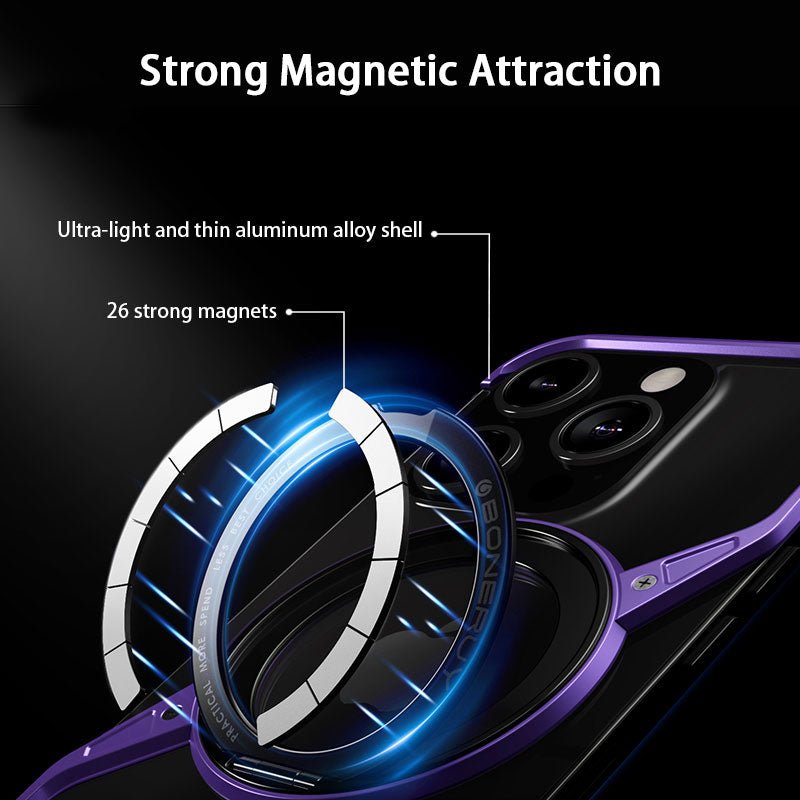 Z - shaped Aluminum Alloy 360 Rotation Ring Case For iPhone 16 15 14 Series